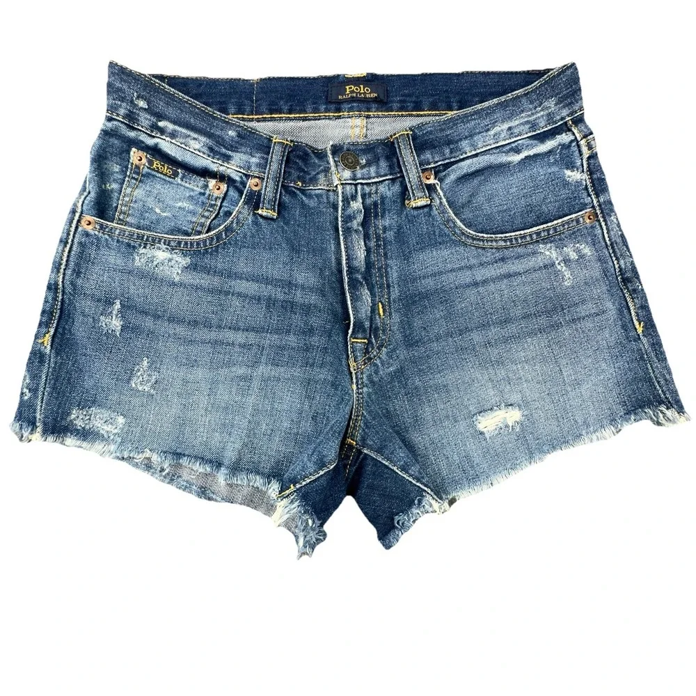 Polo Ralph Lauren The Crosby Relaxed‎ Distressed Vintage Denim Shorts Women's 26